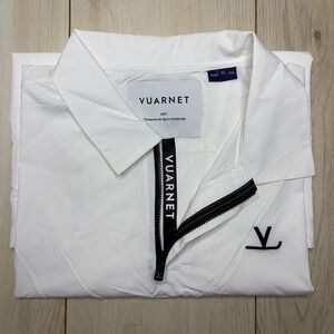 VUARNET 1/4 Zip Golf Polo Shirt White Lightweight Mens XL Slim L-XL